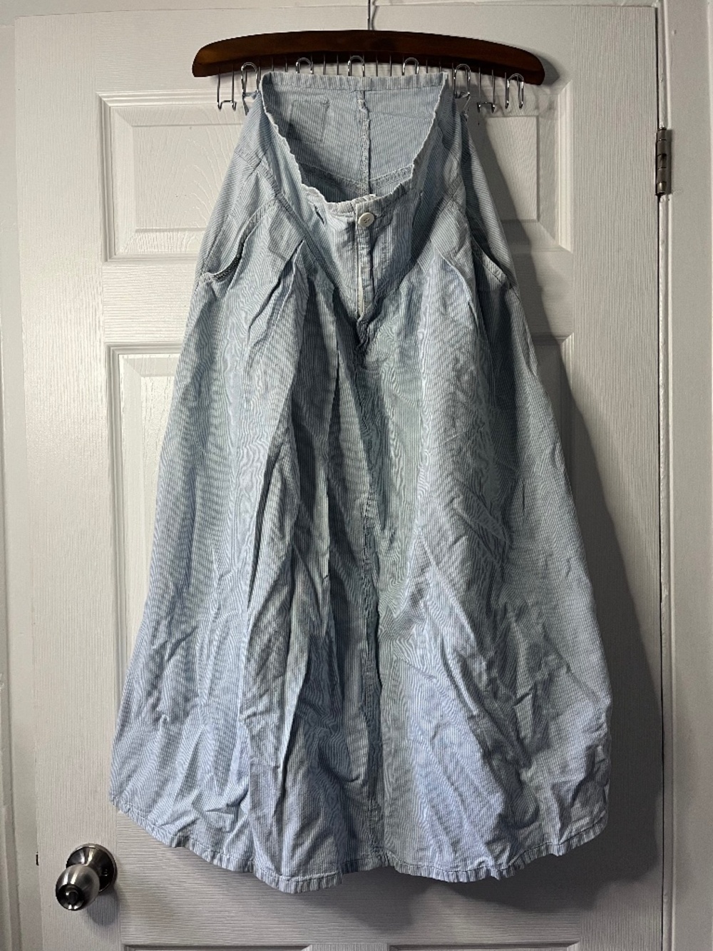 Blue and white striped maxi skirt